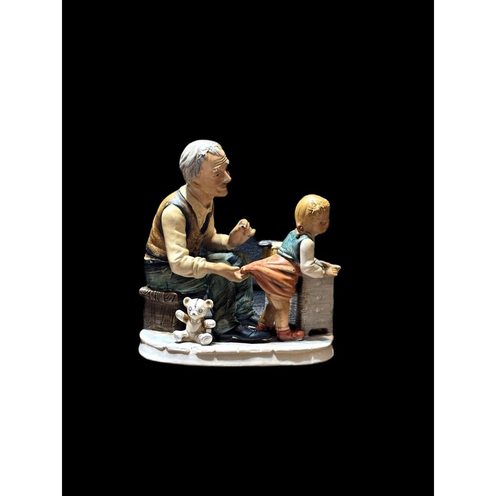 Vintage Japan Porcelain Figurine Tailor Sewing Child's Clothes Hand Painted